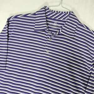 Southern Tide Mens Striped Polo Shirt Purple White Short Sleeve Casual Size L